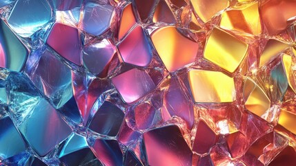 crystalline holo patchwork chrome pattern, seamless texture