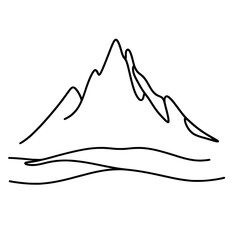 Linear mountains, isolated on white background. Black hand drawn mountains. Vector illustration