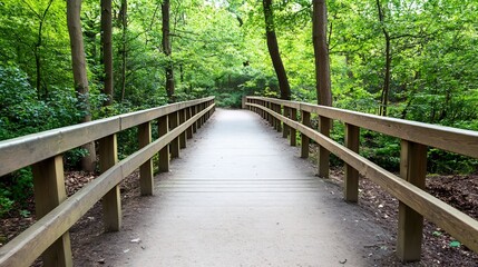 Peaceful Walkway Through Lush Forest Landscape Inspiring Conservation