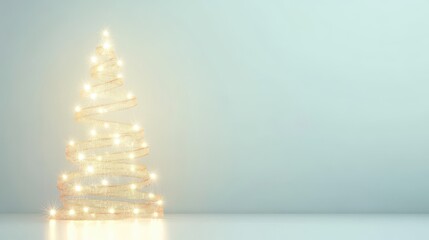 Elegant and Minimalistic Christmas Tree with Twinkling Lights Brightening a Modern Holiday Atmosphere in Soft Focus for Festive Decorations