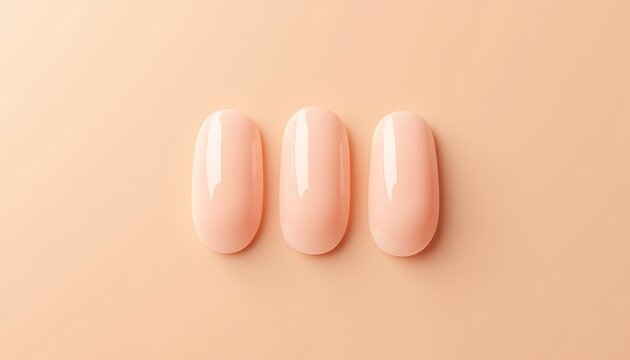 Nude false nails on a peach background