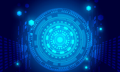 blue lines circuit networking high technology with circles circuit abstract electronic background