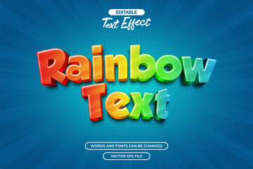 3d rainbow editable text effect with comic background