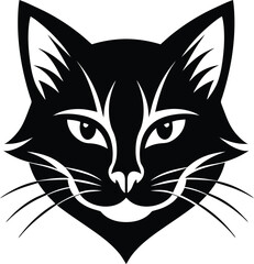 Obraz premium Cat head silhouette illustration vector 