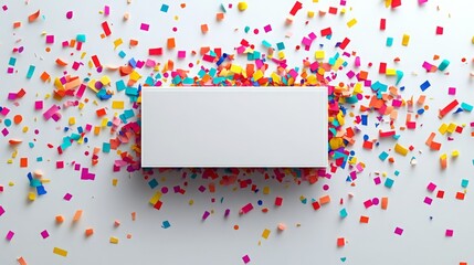Minimalist Acrylic Sign with Colorful Confetti Background