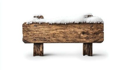 Rustic Wooden Sign Covered in Winter Snow