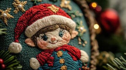 Elf embroidery celebration christmas.