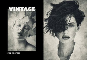 Vintage Noir Poster Photo Effect Mockup