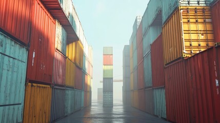 Fototapeta premium Shipping yard, cargo containers -
