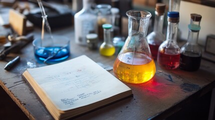 Colorful Chemical Experiment in Lab