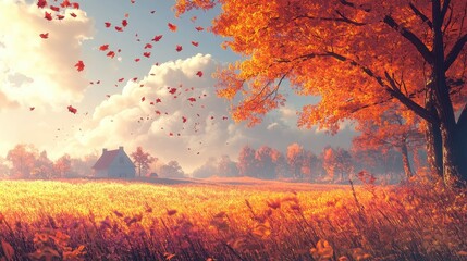 Picture of idyllic autumn scene made generative AI