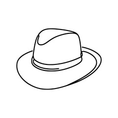 Elegant fedora hat icon. Black and white cartoon of a fedora hat. Vector illustration