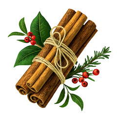 Cinnamon sticks and spices isolated png transparent cut out clipping path white background herb 2025 christmas download 
