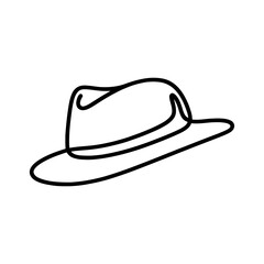 Elegant fedora hat icon. Black and white cartoon of a fedora hat. Vector illustration