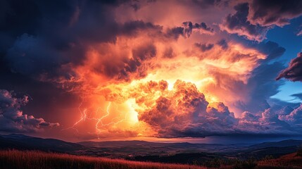 Dramatic clouds with lightning