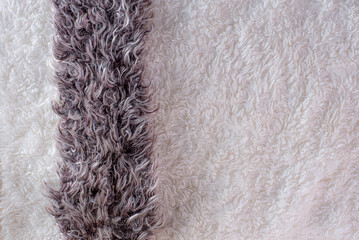 white plush fabric texture background , background pattern of soft warm material