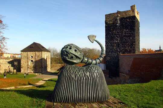 Cheb, Czech Republic - November 3,2024: Cheb Castle, an imperial palace, castle complex and fortress above the river Eger in the town of Cheb in the western Czech Republic.