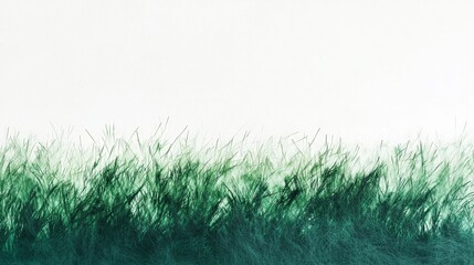 A minimalist artwork featuring a green grass-like texture against a blank white background, evoking tranquility and simplicity.
