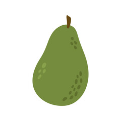 Summer green whole avocado. Hand drawn cartoon fruit illustration.