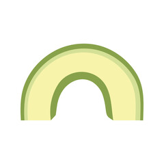 Summer green slice of avocado. Hand drawn cartoon fruit illustration.