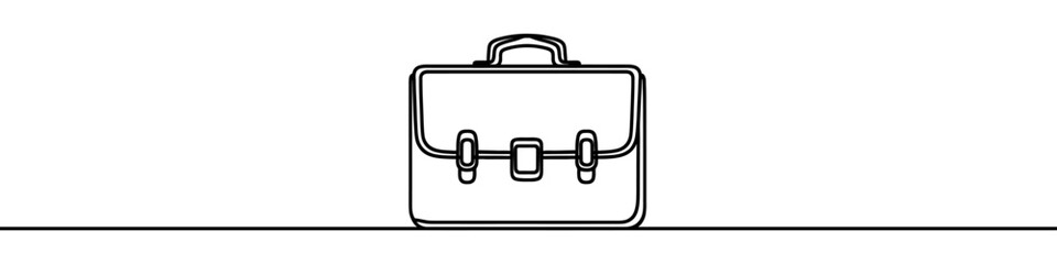 Minimalist continuous one line drawing of business bag or briefcase. Ideal for business and finance concepts