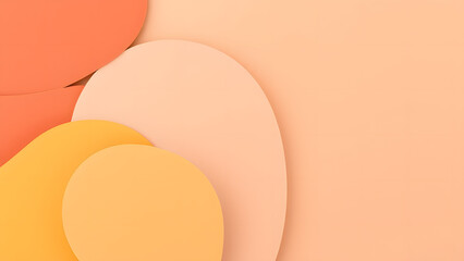  Layered organic shapes in warm yellow, coral, and soft gray with a smooth matte finish 