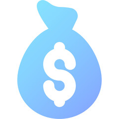 Symbols of business success featuring a money bag with dollar sign