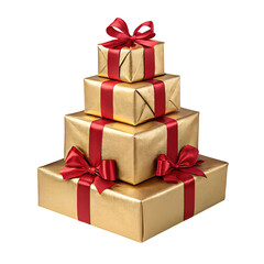 Obraz premium Gift box png transparent background isolated white trendy christmas anniversary happy birthday festive gold color gift box package present ribbon bow greeting single shopping new year 2025 download