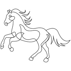 Horse icon  single line art, continuous one line drawing of  Isolated outline vector art