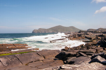 The ocean is calm and the sky is blue