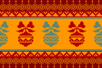 Winter Holiday Pixel Pattern. Traditional Christmas Star Ornament. Scheme for Knitted Sweater Pattern Design. Seamless Vector Background.