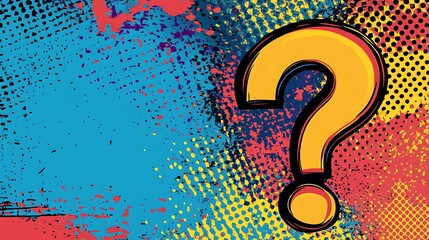 Colorful pop art question mark on grunge background.