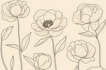 floral pattern featuring peony flowers with botanical art and seamless design in a vintage and elegant illustration