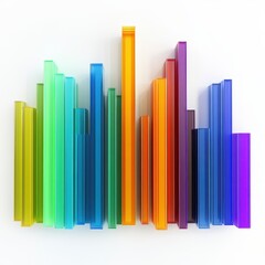 A vibrant spectrum of abstract bars in varying heights and widths is isolated on a white background, symbolizing diverse values.