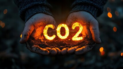 Naklejka premium Concepts for reducing CO2 emissions, global warming and climate change. Energy saving, sustainable development, Earth Day.