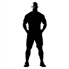 Silhouette of a determined former athlete, isolated on white, ideal for sports-themed graphics.