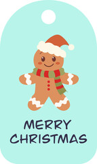 Cute gingerbread man label text tag for Christmas.