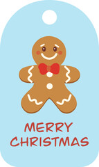 Cute gingerbread man label text tag for Christmas.