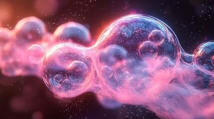 Colorful abstract bubbles in a dreamy atmosphere with soft lighting and a vibrant, surreal background