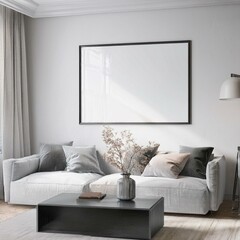 Elegant living room wall mockup featuring a contemporary ISO A paper size frame, ideal for showcasing stunning artwork and photography.