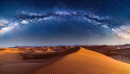 starry night over the sahara desert with twinkling constellations illuminating the vast golden dunes the peaceful atmosphere invites contemplation of the cosmos and the beauty of the desert