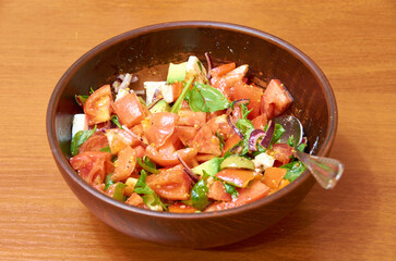 tasty salad in the bowl