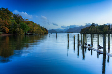 Beautiful Derwentwater lake in the Lake District at dusk. England, UK