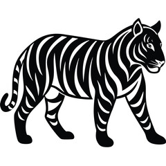 Simple Tiger Walking Silhouette Vector Illustration Design