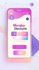 Monday Mega Discounts, Modern Digital Wallet Interface with Discounts