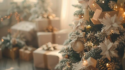 A Christmas tree with presents