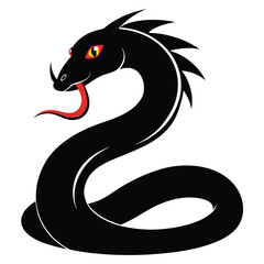 Obraz premium Black Snake Logo Design with Vector Illustration Elements