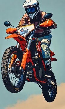 Exciting Motocross Rider in Mid-Air Jump: A Thrilling Display of Skill and Adrenaline