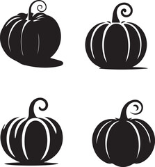 Pumpkin Silhouette Icons - Black Halloween and Harvest Design Set