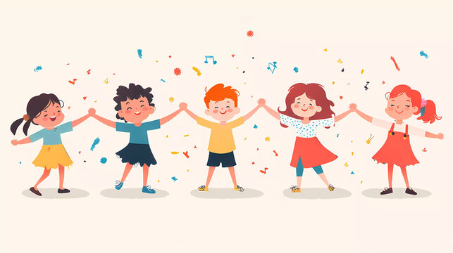 Illustration. Children dancing